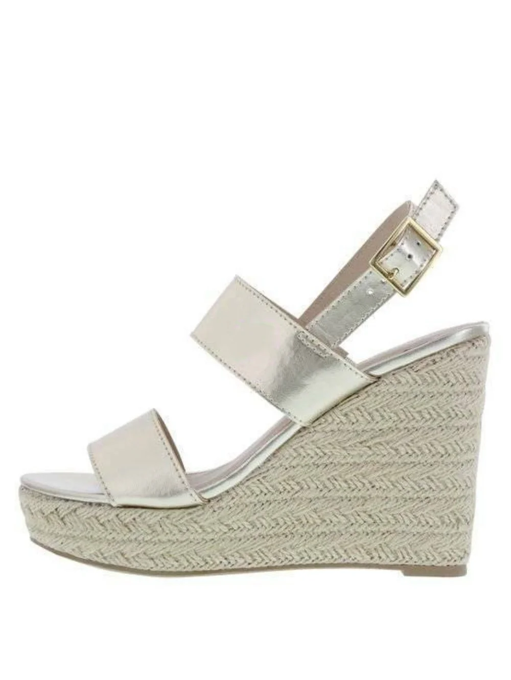 Womens Espadrille Wedge Sandals 10 Montego Bay Gold Whimsy Platform Fx Leather